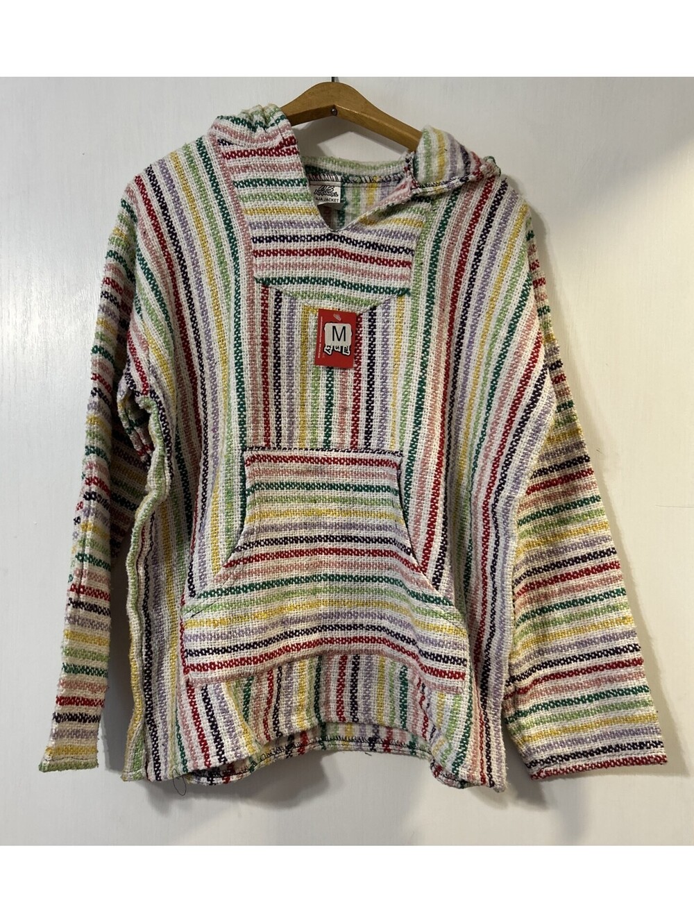 CB Apparel Baja Jacket Medium NWT Rainbow Stripped Hippie Long Sleeve